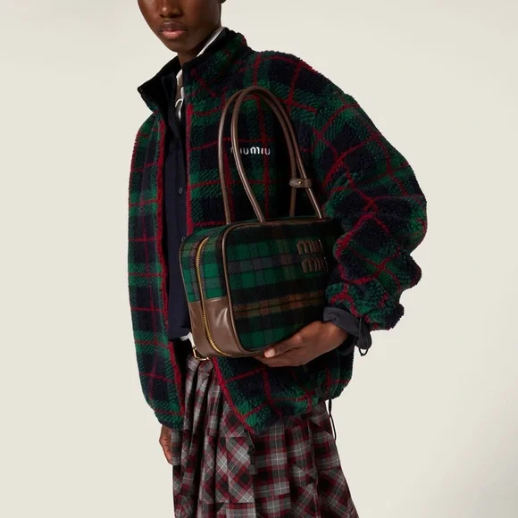 Miu Miu Checked Teddy Zip Up Fleece Jacket Coat Sweater~aso Rhianna~S,Small,36 - Picture 3 of 13